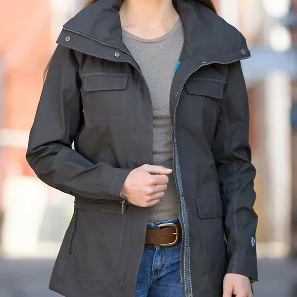 Kuhl Saboteura Waterproof Jacket Zip Raincoat Raven Gray Lightweight Size Small - Picture 1 of 12